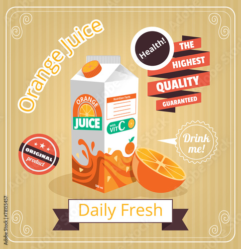 Orange juice vector banner