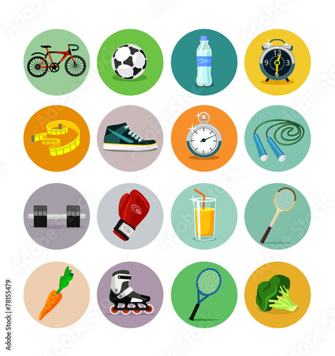 Vector sport flat icon set
