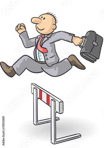 person jumps an obstacle