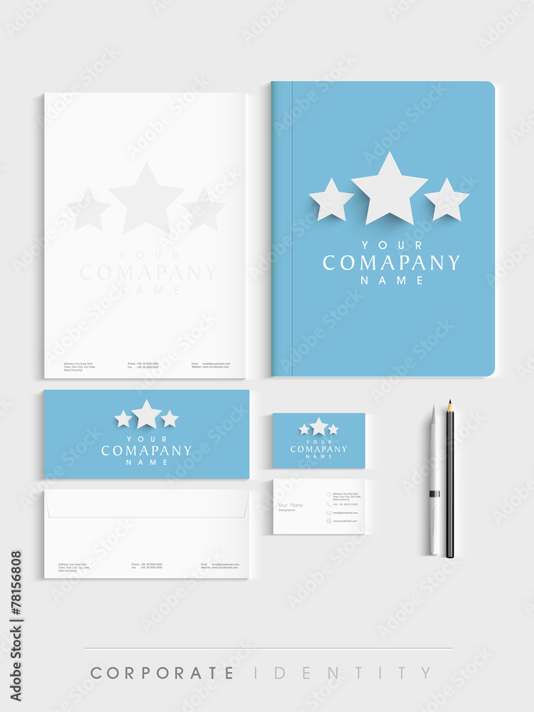 Stylish corporate identity kit on grey background.