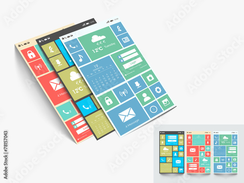 Web user interface layout with different features.