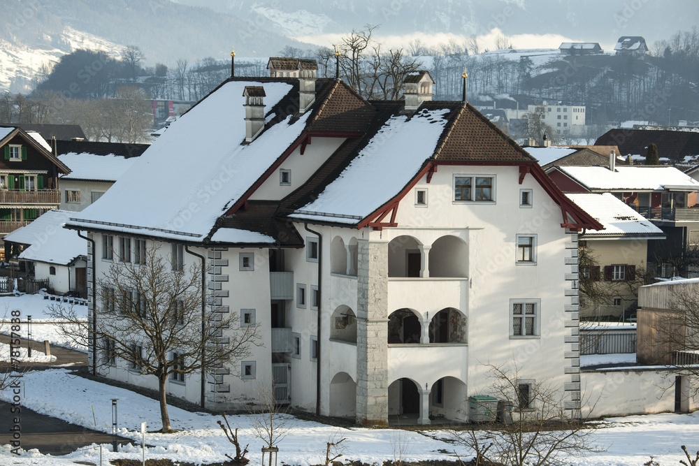 Winkelriedhaus im Winter, Stans, Kanton Nidwalden, Schweiz