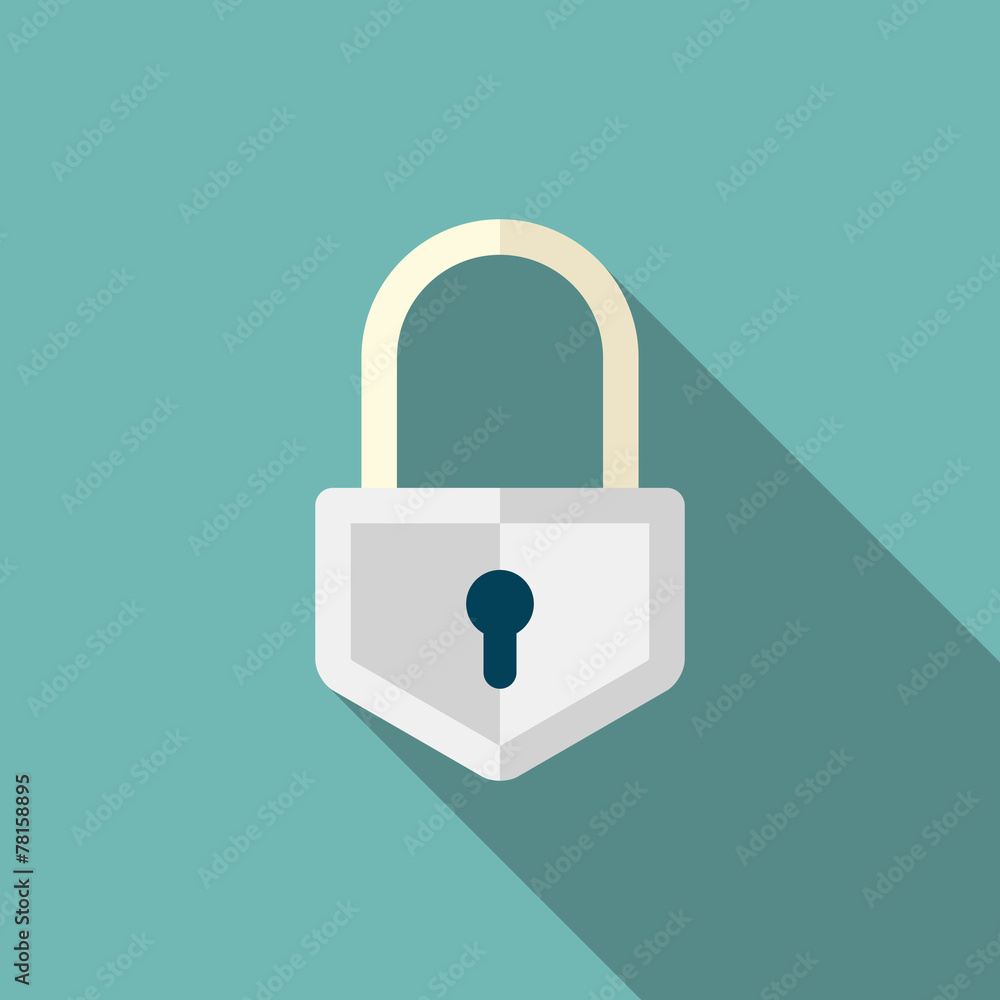 lock icon with long shadow. flat style vector illustration lock icon with long shadow. flat style vector illustration