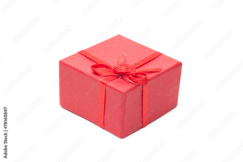 Obraz premium red present box isolated over white