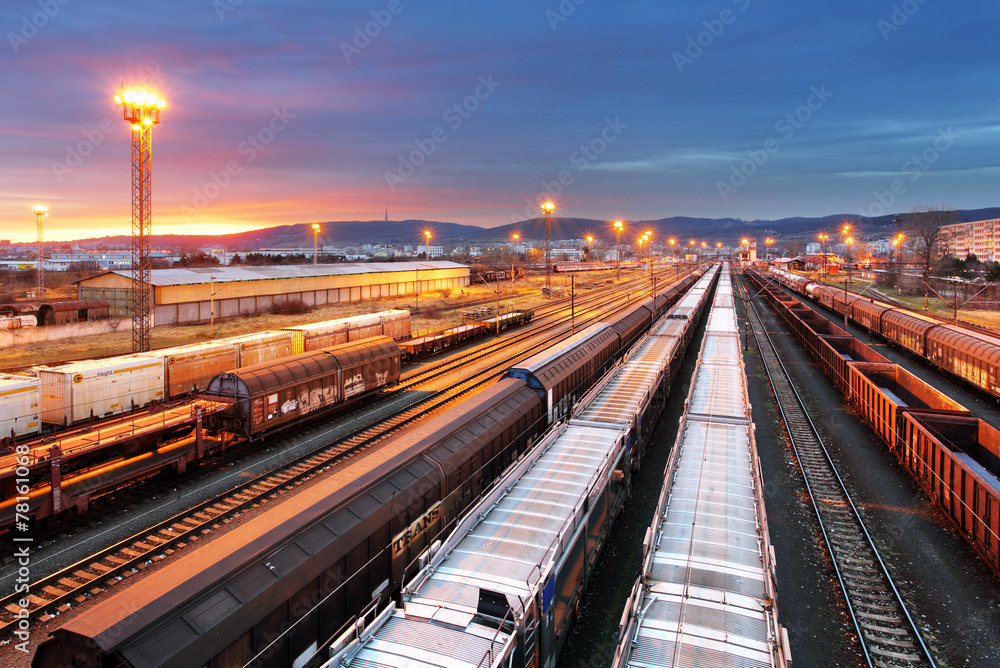 Train freight - Cargo railroad industry - obrazy, fototapety, plakaty 