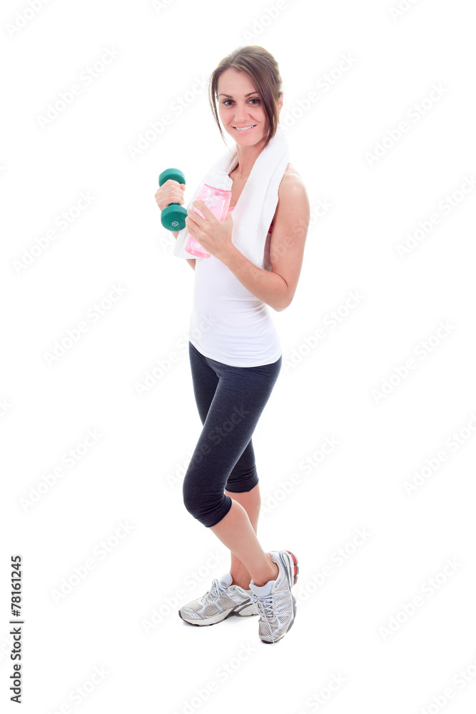 A Fitness woman in front of a white background A Fitness woman in front of a white background