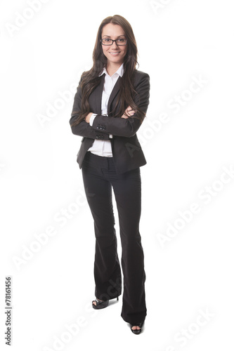 Successful business woman with arms crossed - isolated over whit