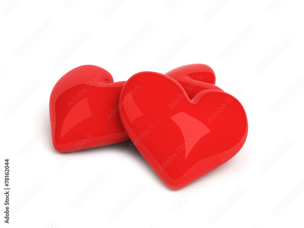 three red hearts over white background three red hearts over white background