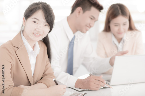 Business people discussing the charts and graphs showing the res