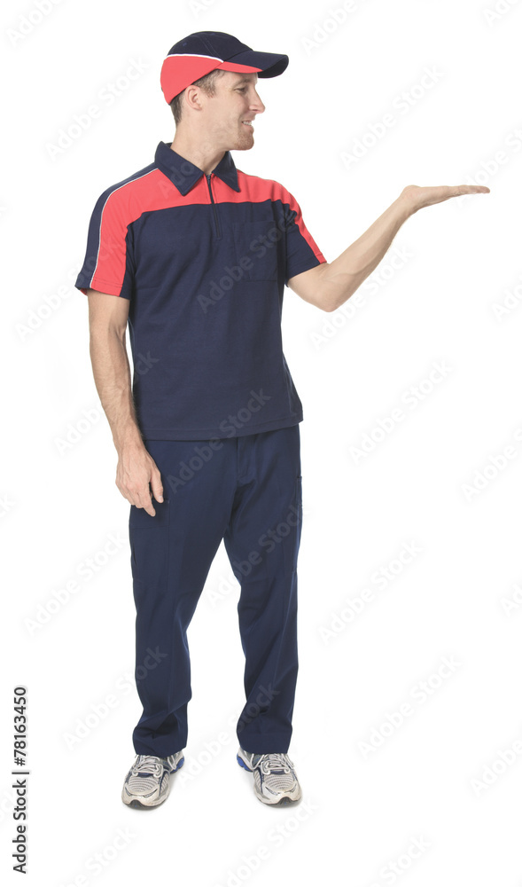 A Delivery person in studio white background A Delivery person in studio white background
