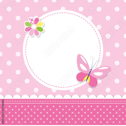 pink butterfly baby girl greeting card