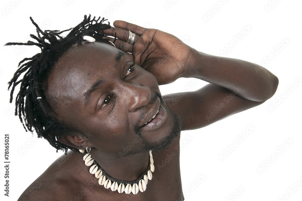 happy funny african american man headshot over white in studio Stock Photo  | Adobe Stock