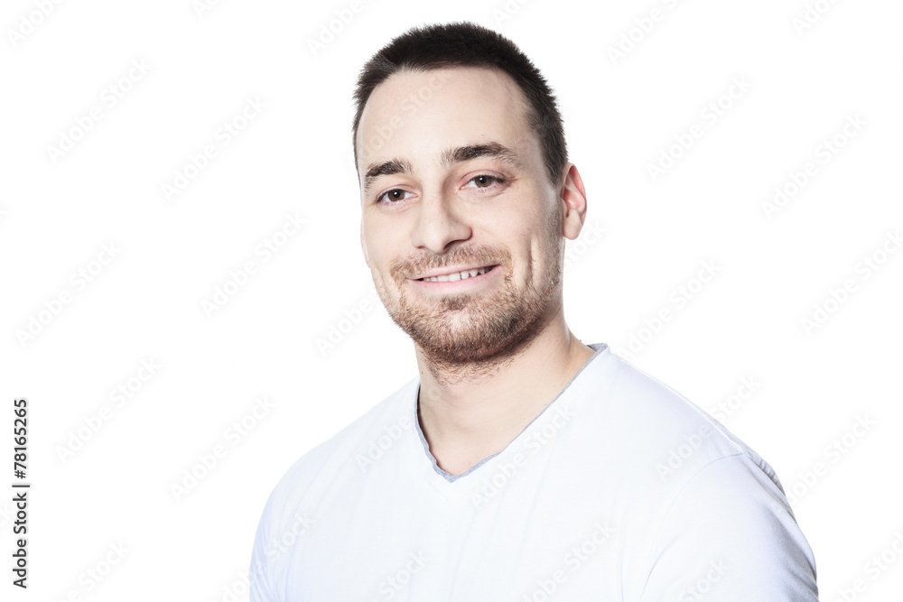 A male standing in studio white background A male standing in studio white background