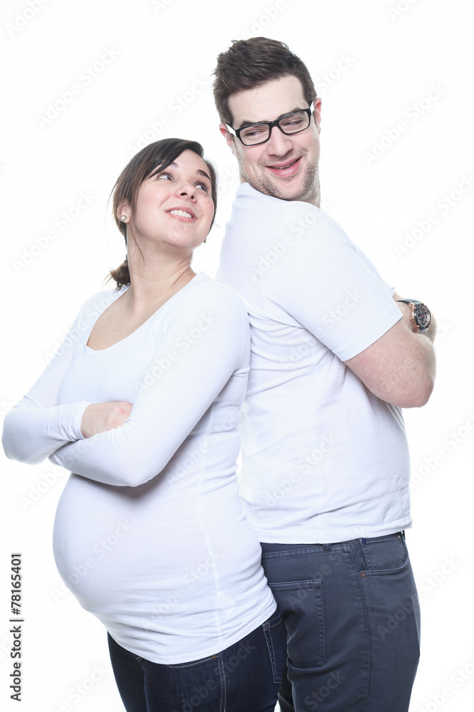 A Portrait of happy pregnant woman isolated over white backgroun A Portrait of happy pregnant woman isolated over white backgroun