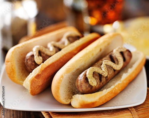 grilled bratwursts with dijon mustard