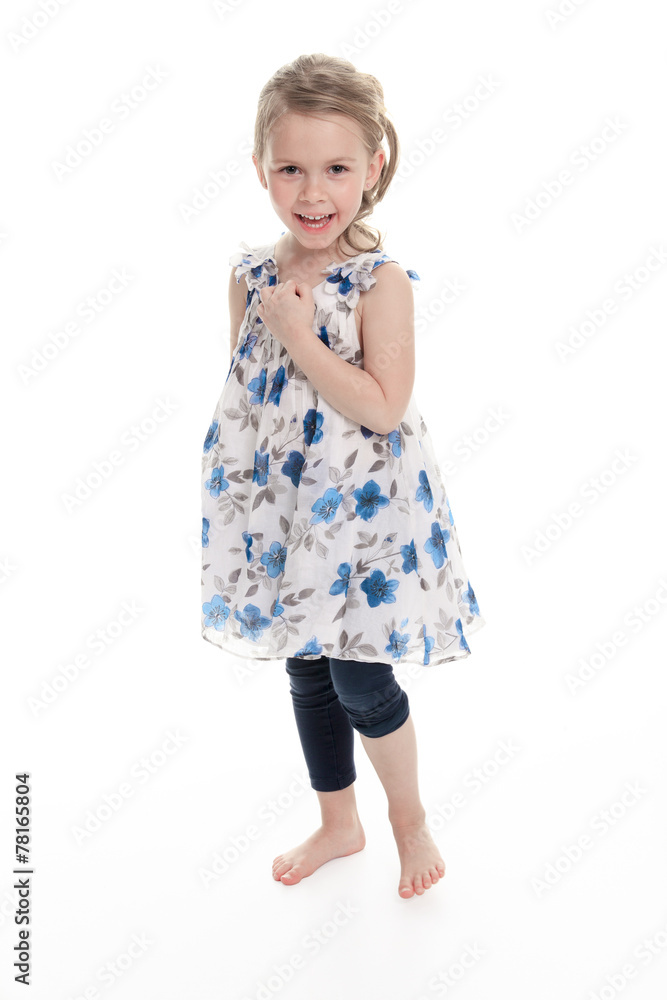 Portrait of a 5 year old girl isolated on white background Portrait of a 5 year old girl isolated on white background