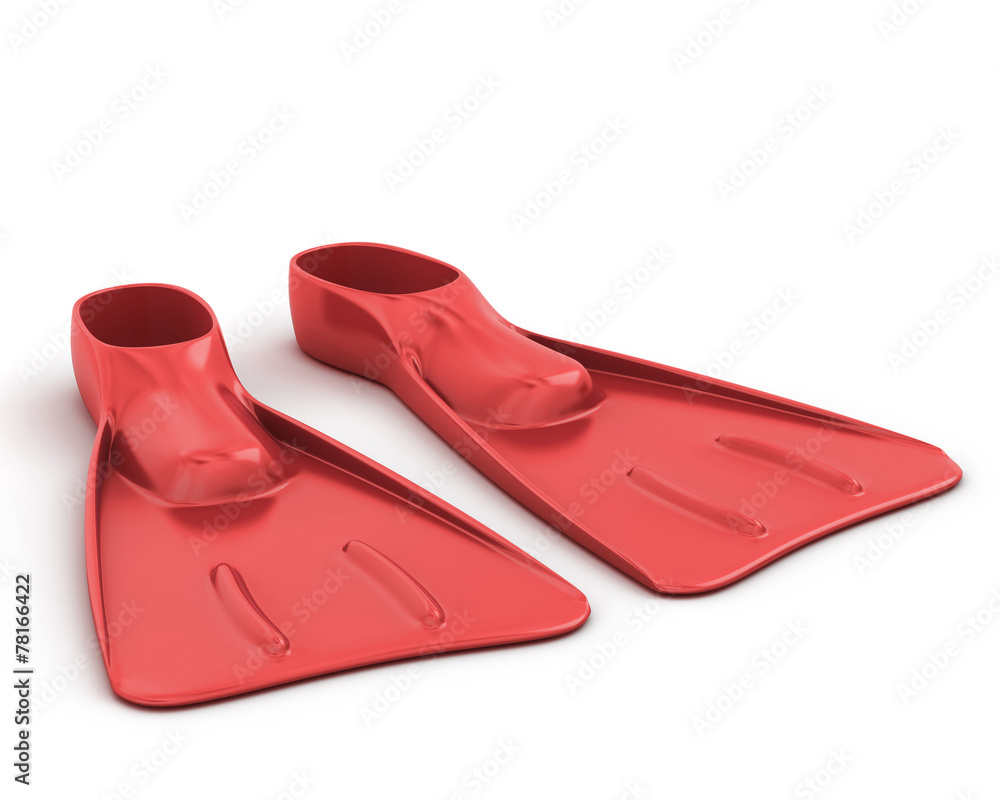 Naklejka premium Red flippers close-up
