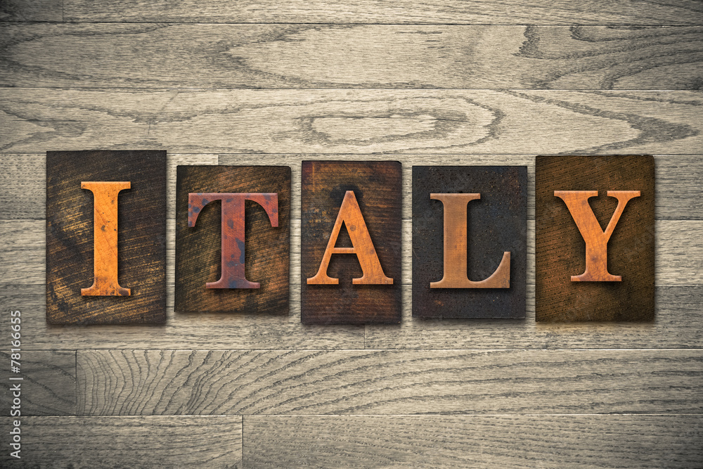 Fototapeta premium Italy Wooden Letterpress Concept