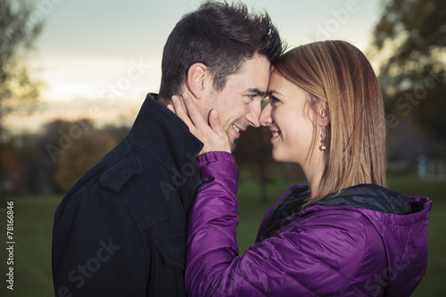 A Young happy couple in autumn season