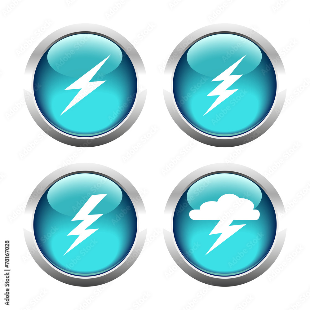 Set of buttons for web, lightning, Electricity, storm. Vector. Set of buttons for web, lightning, Electricity, storm. Vector.