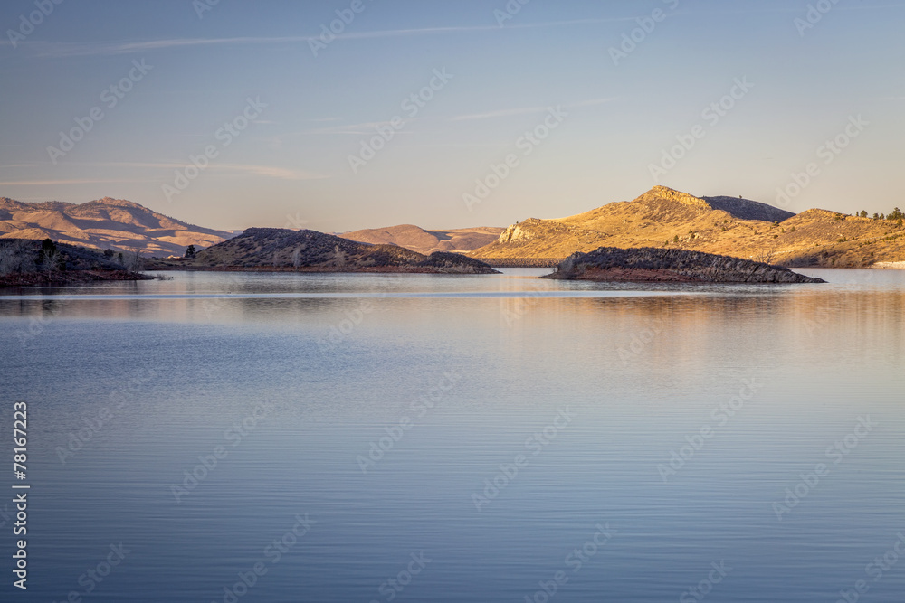 Fototapeta premium sunset over mountain lake