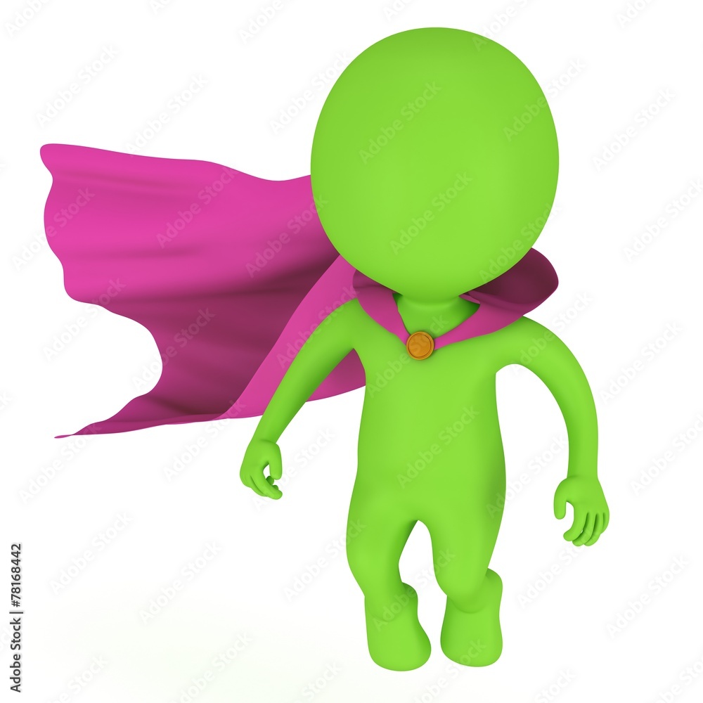 3d brave superhero with purple cloak levitate above 3d brave superhero with purple cloak levitate above