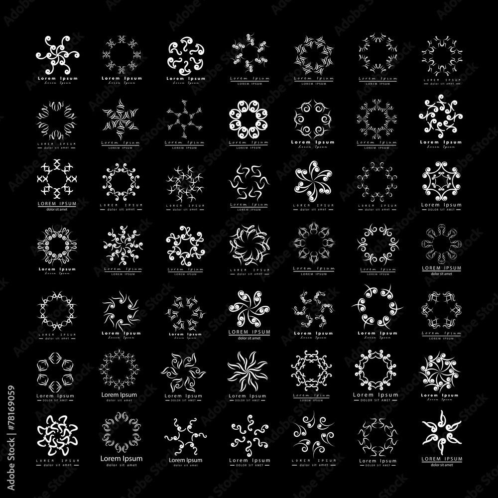 Unusual Monogram Set - Isolated On Black Background - Vector Illustration, Graphic Design, Editable For Your Design