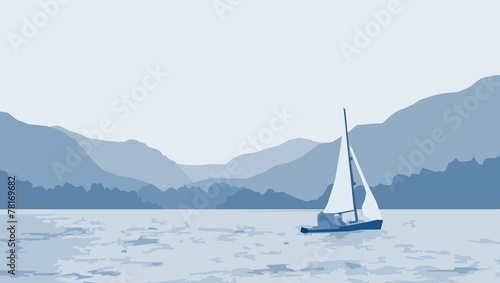 sailboat lake scene