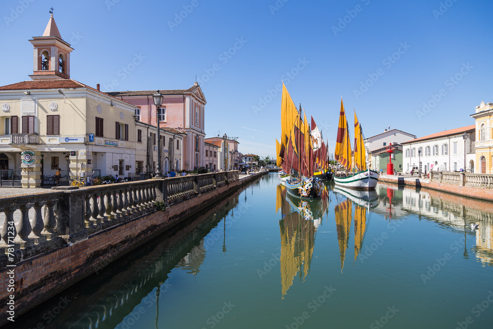 Fototapeta premium boats museum in Cesenatico, Emilia Romagna, Italy