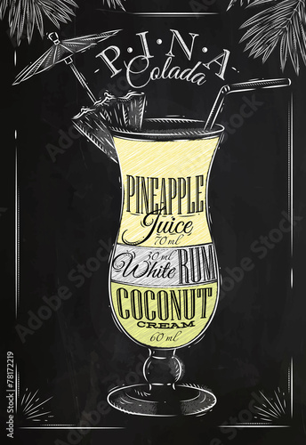 Pina Colada cocktail chalk