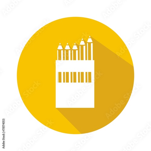 Icono caja de lápices amarillo botón sombra