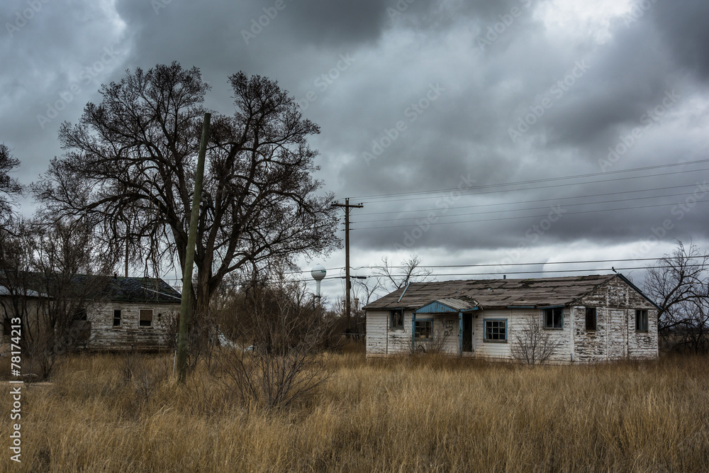 Abandoned houses in Moriarty, New Mexico.