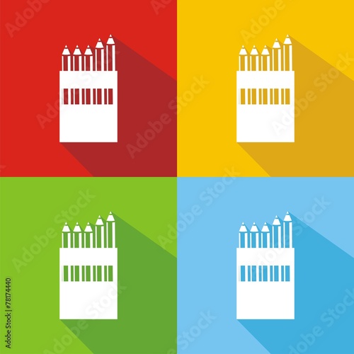 Iconos caja de lápices colores sombra