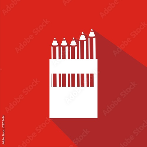 Icono caja de lápices rojo sombra
