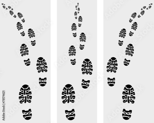 Trail of prints of shoes, vector illustration
