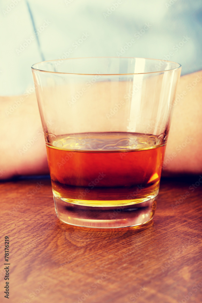 Yound man in depression, drinking alcohol Yound man in depression, drinking alcohol