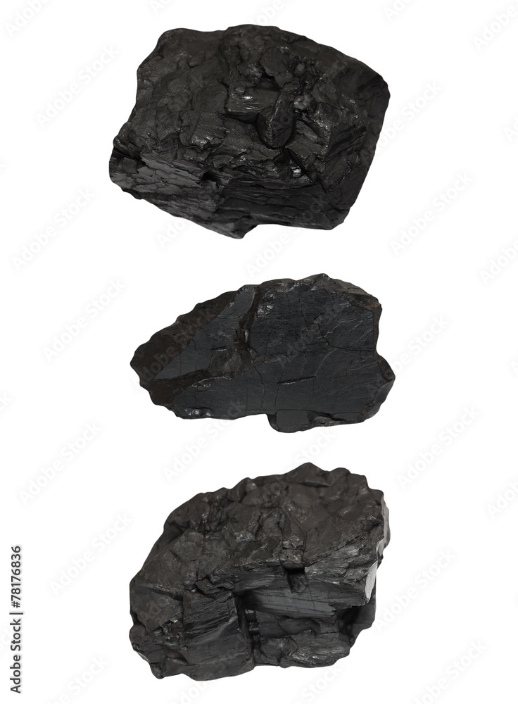 Obraz premium set black coal isolated on white background