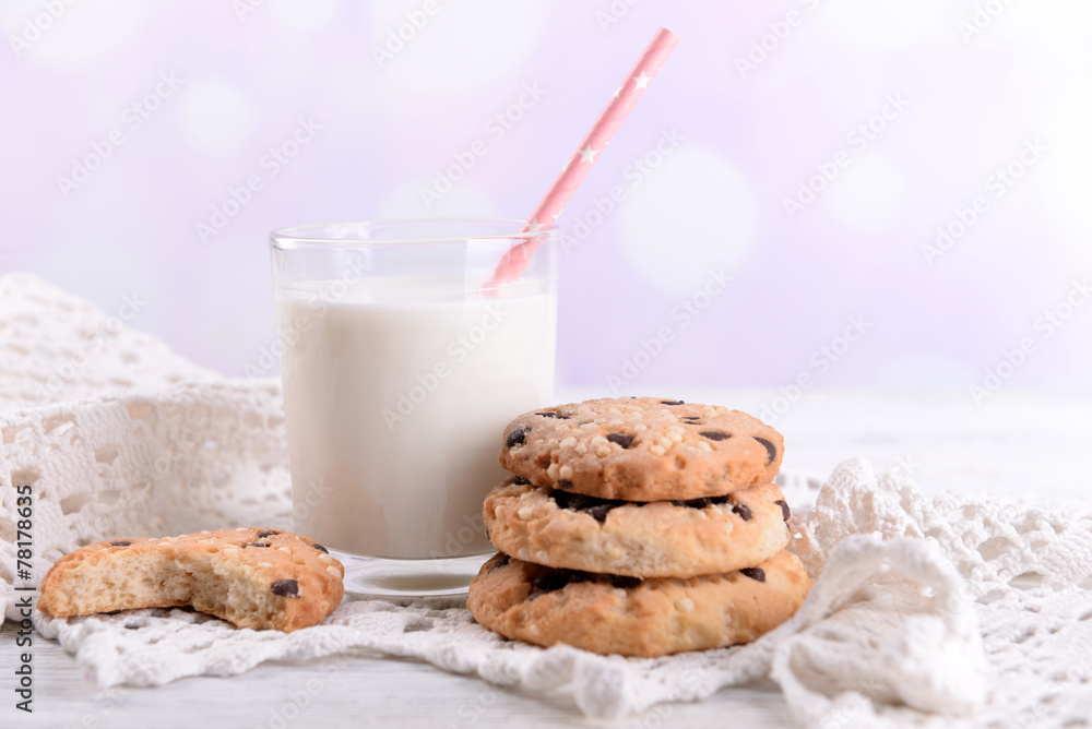 Tasty cookies and glass of milk Tasty cookies and glass of milk