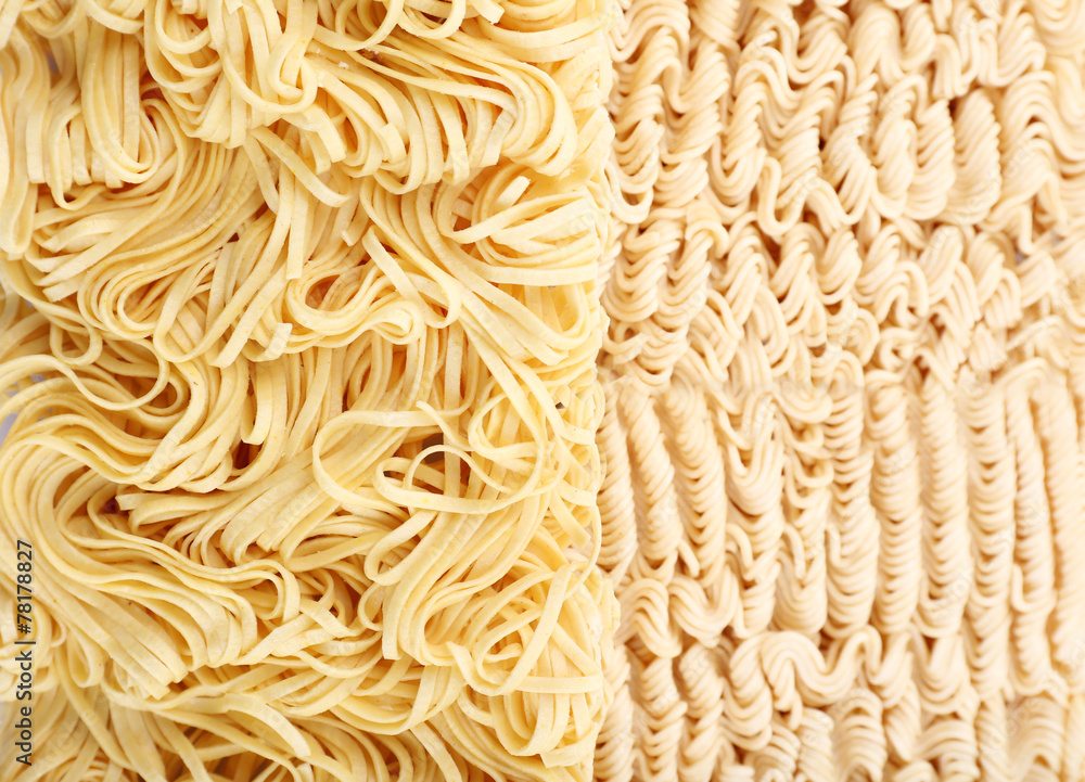 Different dry instant noodles close-up background Different dry instant noodles close-up background