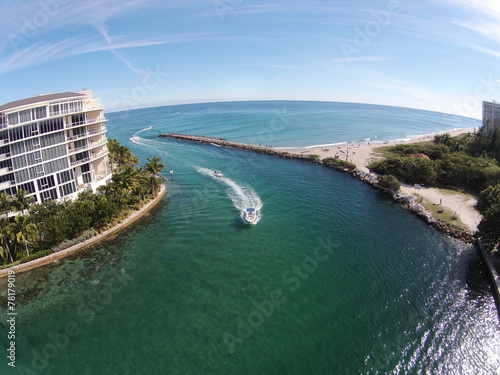 Coastal inlet in Florida aerial view