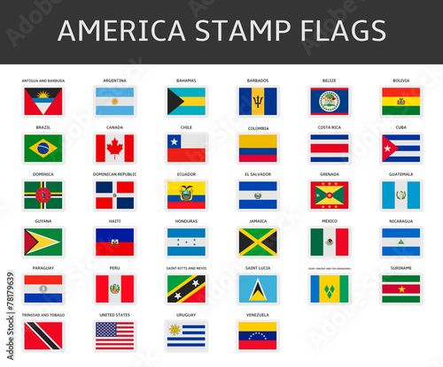 america stamps flags vector