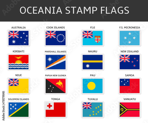 oceania stamps flags vector