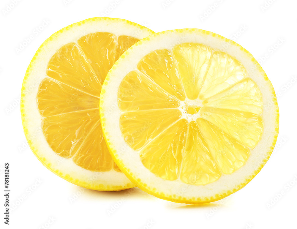 Juicy slices of lemon isolated on white Juicy slices of lemon isolated on white