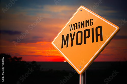Myopia Warning Road Sign. photo