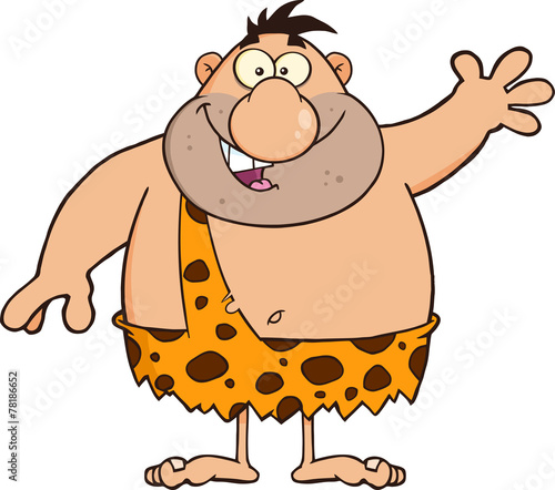 Funny Caveman Cartoon Character Waving