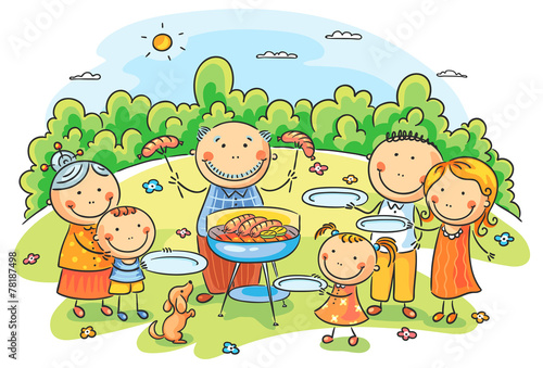 Big family having picnic