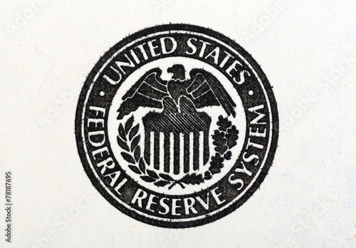 Quadro em tela Macro shot of United States Federal Reserve System symbol on old