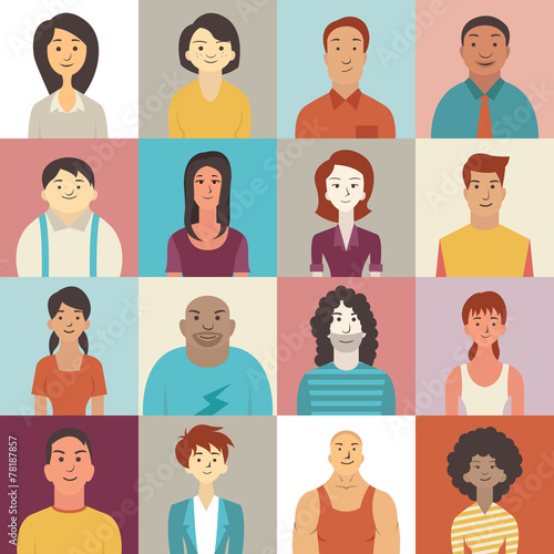 Diverse people smiling