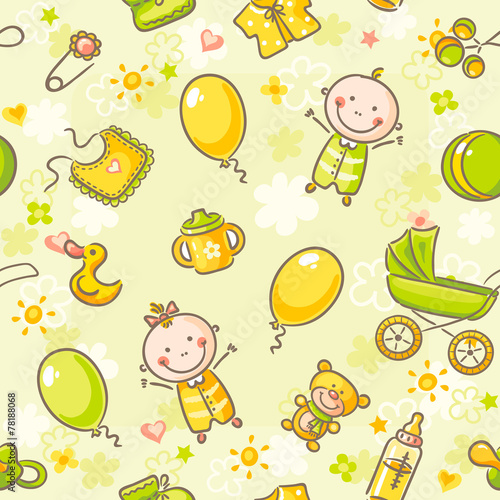 Seamless pattern with babies