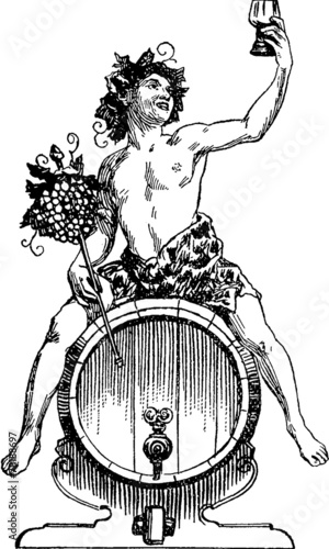 Vintage Illustration Bacchus Dionysus photo